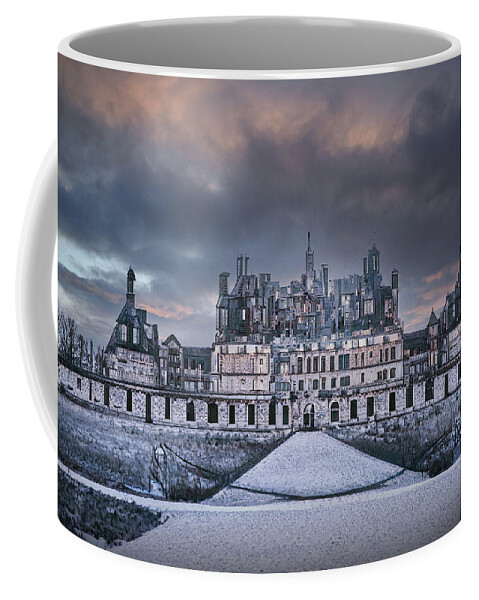 Chateau De Chambord Coffee Mug featuring the digital art Chambord in Winter by Jim Mathis