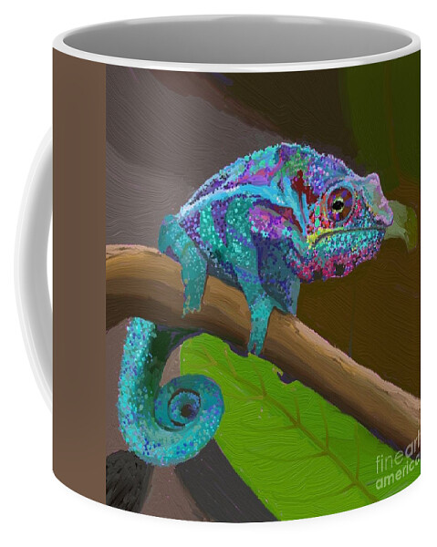 Chameleon Coffee Mug featuring the digital art Chameleon by Anne Marie Brown