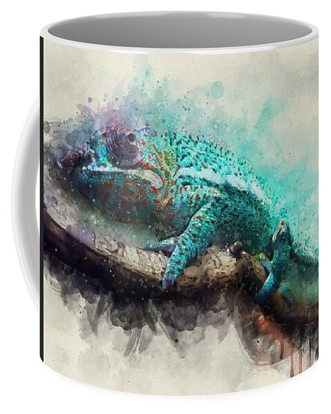 Animals Coffee Mug featuring the digital art Chameleon by Geir Rosset