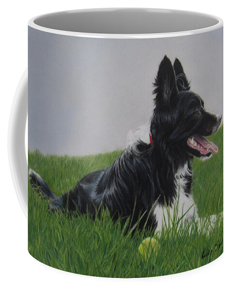 Dog Coffee Mug featuring the digital art Champion of the Tennis Game by Kelly Speros