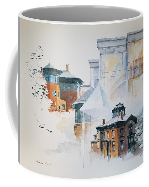 Champlain College Coffee Mug featuring the painting Champlain College Montage by Amanda Amend