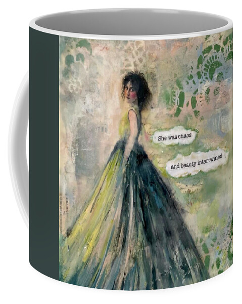 Vintage Art Coffee Mug featuring the painting Chaos and Beauty by Diane Fujimoto