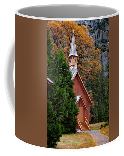 Inspirational Coffee Mug featuring the photograph Chapel in Yosemite, Yosemite National Park by Bonnie Colgan