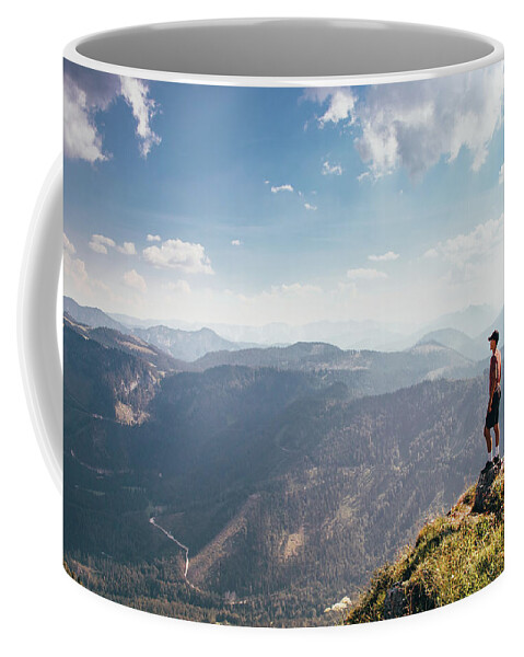 Rock Climbing Coffee Mug featuring the photograph Charging energy in wild Austrian nature by Vaclav Sonnek