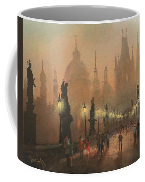 Charles Bridge Coffee Mug featuring the painting Charles Bridge Prague by Tom Shropshire