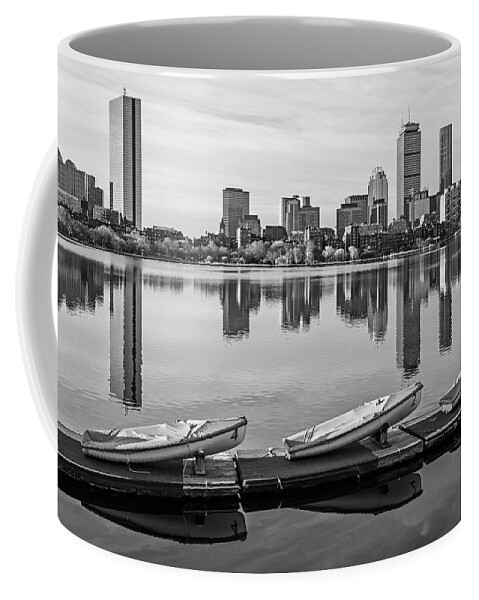 Charles Coffee Mug featuring the photograph Charles River Beautiful Spring Day and Reflection Boston Massachusetts Black and White by Toby McGuire