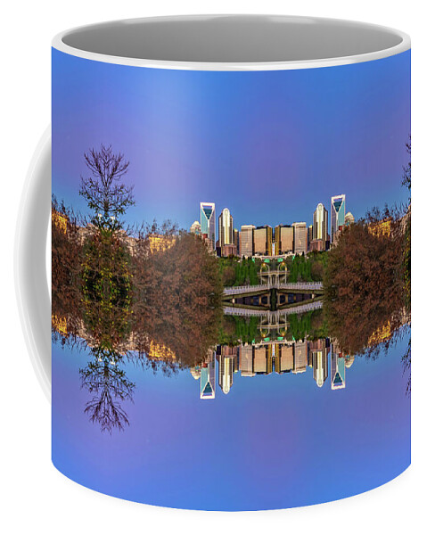 Charlotte Coffee Mug featuring the digital art Charlotte Skyline - weird effect by SnapHappy Photos