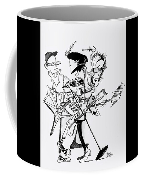 Cheap Coffee Mug featuring the drawing Cheap Trick by Michael Hopkins