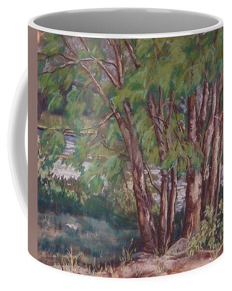 Trees Coffee Mug featuring the painting Chebacco Lake Grove SOLD by Judith Young