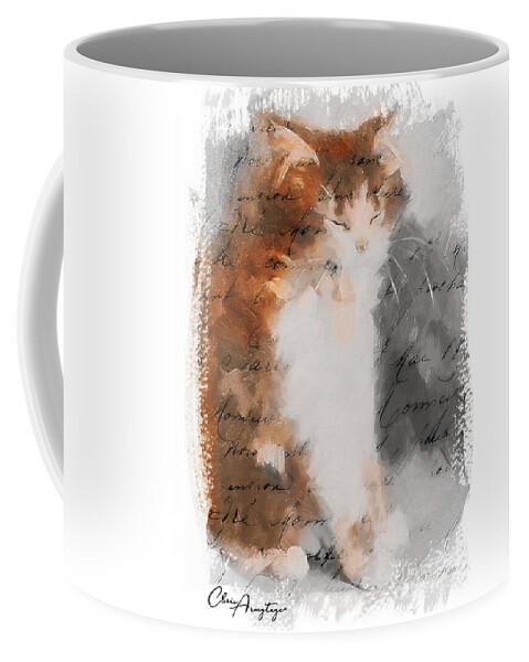 Cat Coffee Mug featuring the painting Cher Chat ... by Chris Armytage