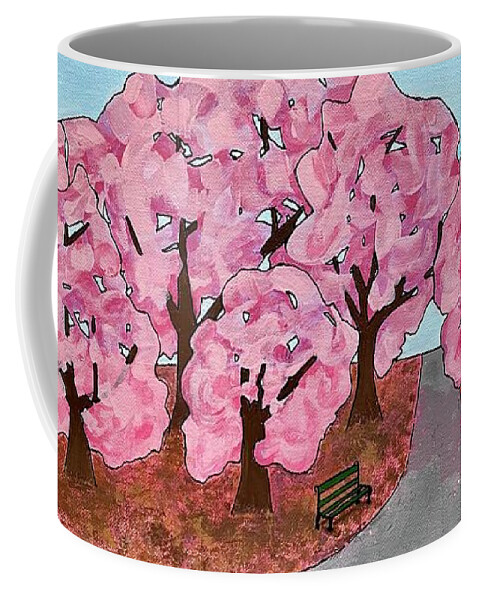 Cherry Trees Coffee Mug featuring the painting Cherry Trees by Wendy Golden