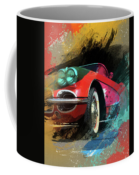 Corvette Coffee Mug featuring the digital art Chevy Corvette by Ron Grafe