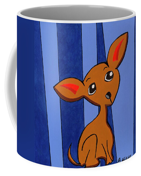Blue Coffee Mug featuring the painting Chihuahua by Britt Miller