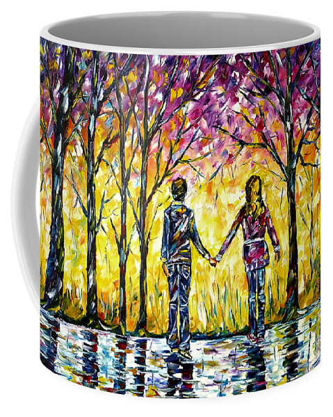 First Love Coffee Mug featuring the painting Children In Love by Mirek Kuzniar