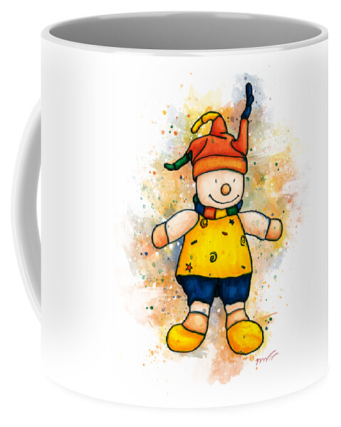 Children's Toy Coffee Mug featuring the painting Children's toy painting, clown toy by Nadia CHEVREL