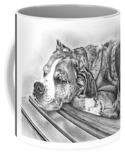 Dog Coffee Mug featuring the drawing Chilling Pooch by Casey 'Remrov' Vormer