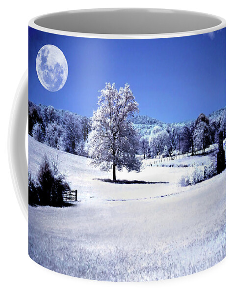Infrared Coffee Mug featuring the pyrography Chimney in the Field by Anthony M Davis