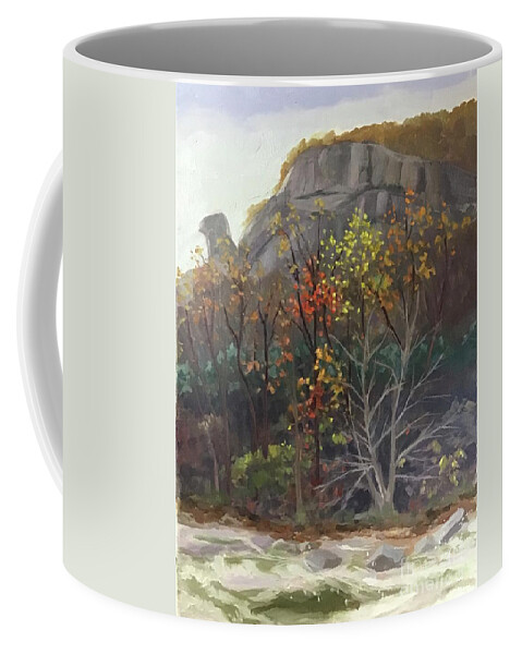 Chimney Rock Coffee Mug featuring the painting Chimney Rock Fall by Anne Marie Brown