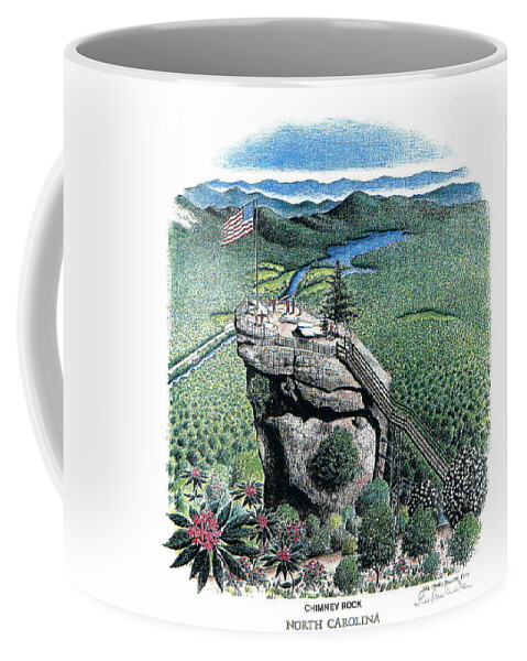 Chimney Rock Coffee Mug featuring the drawing Chimney Rock by Lee Pantas