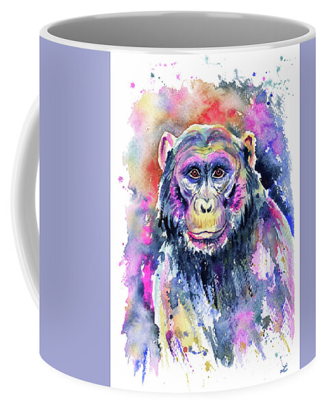 Chimpanzee Coffee Mug featuring the painting Chimpanzee by Zaira Dzhaubaeva