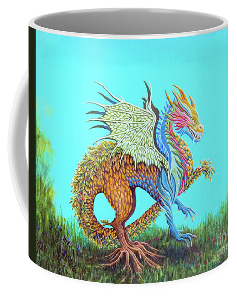 Chinese New Year Coffee Mug featuring the painting Chinese Wood Dragon by Julia Underwood