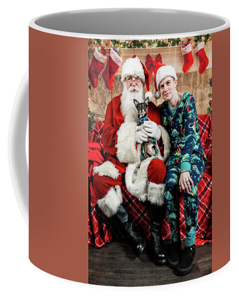 Chloe Coffee Mug featuring the photograph Chloe with Santa 3 by Christopher Holmes