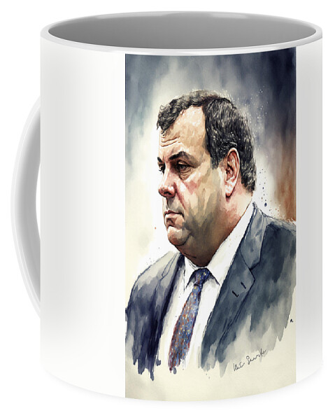 Governor Coffee Mug featuring the painting Chris Christie by Kai Saarto