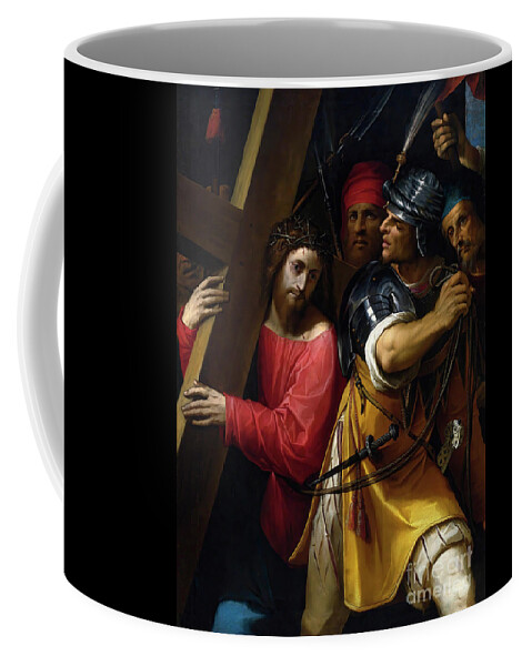 Christ Carrying The Cross Coffee Mug featuring the photograph Christ Carrying The Cross by Jacopo Ligozz by Carlos Diaz
