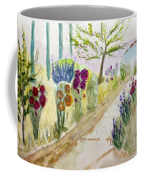 Gershon Bachus Vintners Coffee Mug featuring the painting Christinas Garden at GBV by Roxy Rich