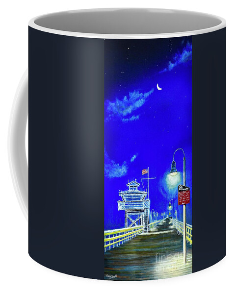 Pier Coffee Mug featuring the painting Christmas at San Clemente by Mary Scott