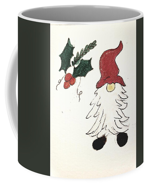  Coffee Mug featuring the painting Christmas Gnome by Margaret Welsh Willowsilk
