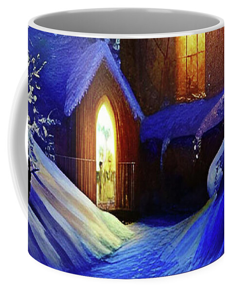 Christmas Coffee Mug featuring the digital art Christmas House by Sophia Gaki Artworks