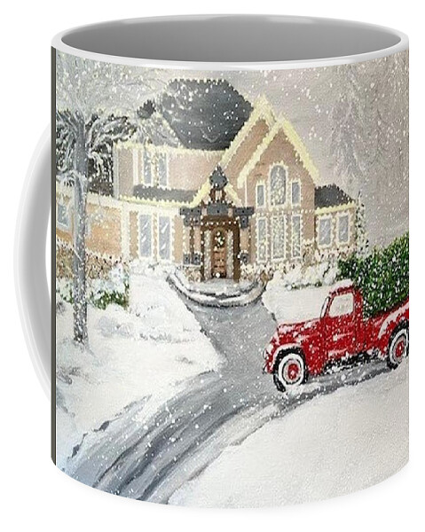 Christmas Coffee Mug featuring the painting Christmas in Montana by Juliette Becker
