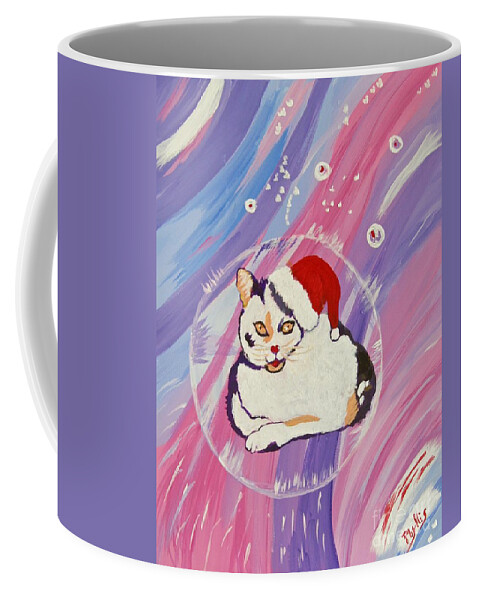 Christmas Cat Coffee Mug featuring the painting Christmas is Coming by Phyllis Kaltenbach