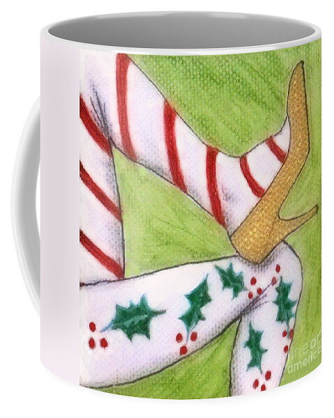 Christmas Coffee Mug featuring the drawing Christmas Legs by Jayne Somogy