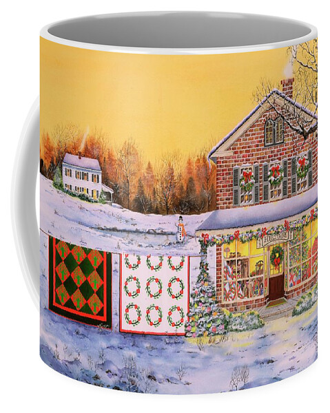 Christmas Coffee Mug featuring the painting Christmas Quilts by Diane Phalen