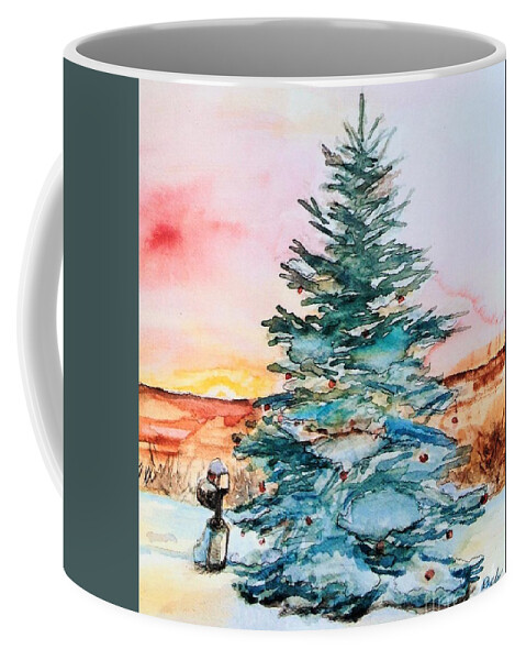 Christmas Tree Coffee Mug featuring the painting Christmas Sunrise by Deb Stroh-Larson