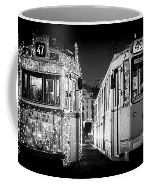 Tram Coffee Mug featuring the photograph Christmas Tram in Budapest by Tito Slack
