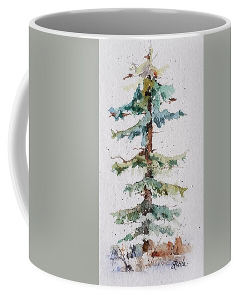Watercolor Coffee Mug featuring the painting Christmas Tree by Sheila Romard