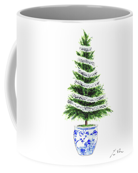 Chinoiserie Rose Trees Latte Mug, 12 Oz Ceramic Mug 