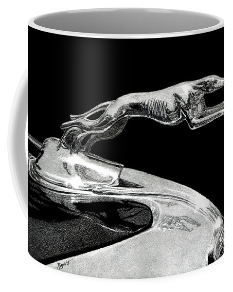 Greyhound Coffee Mug featuring the drawing Chromed Grace by Ann Ranlett