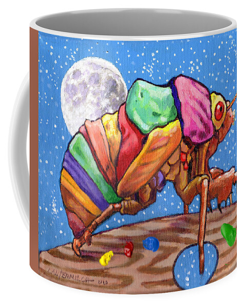 Cicadas Coffee Mug featuring the painting Cicadas Shell Palette by John Lautermilch