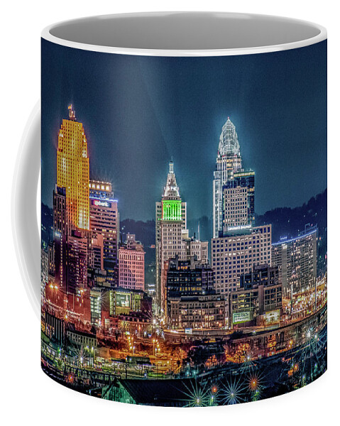 Cincinnati Coffee Mug featuring the photograph Cincinnati Ohio Skyline During December by Dave Morgan