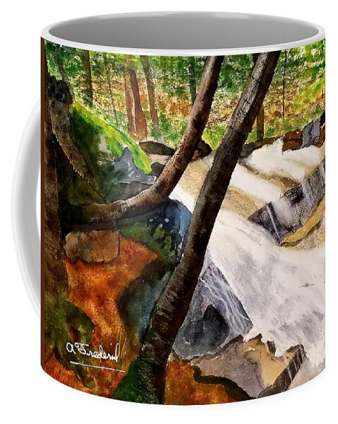 Waterfall Coffee Mug featuring the painting Cindys' Waterfall by Ann Frederick
