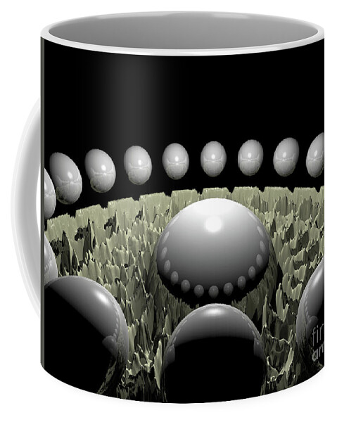 Three Dimensional Coffee Mug featuring the digital art Circle of 3D Spheres by Phil Perkins