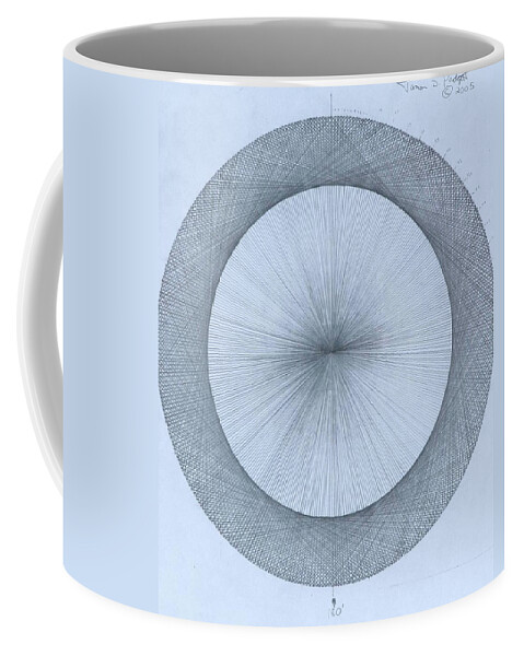 Circle Coffee Mug featuring the drawing Circles do not exist one degree by Jason Padgett
