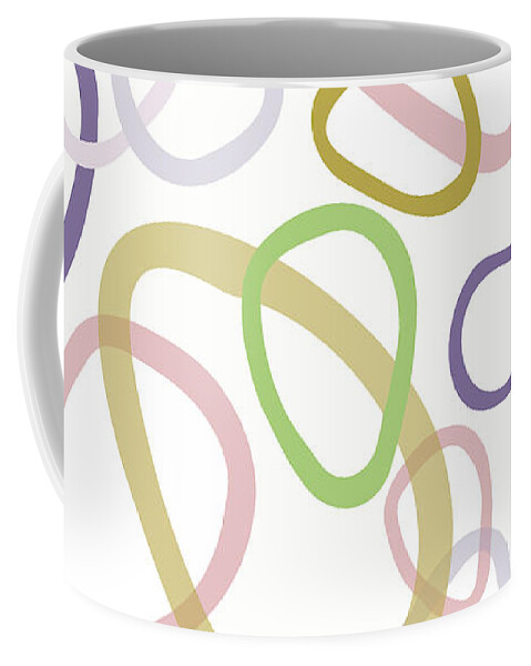 Pastel Modern Abstract Design Coffee Mug featuring the digital art Circles in Pastel Color Modern Abstract Design by Patricia Awapara