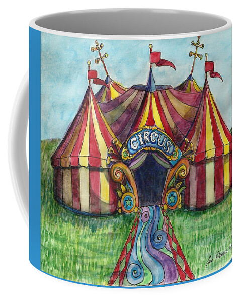 Circus Coffee Mug featuring the drawing Circus Tent by Eric Haines