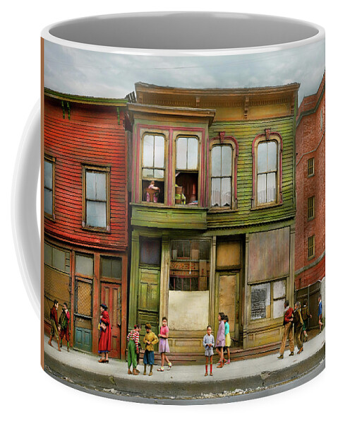 Chicago Coffee Mug featuring the photograph City - Chicago, IL - A unique angle at life 1941 by Mike Savad