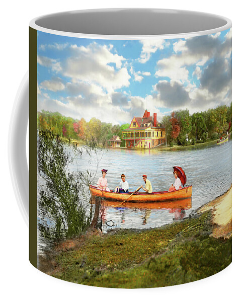Chicago Coffee Mug featuring the photograph City - Chicago, IL - Boating at Garfield Park 1907 by Mike Savad